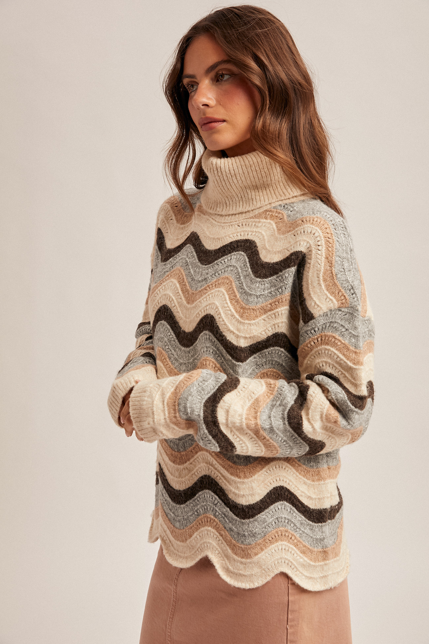 Wave Stripe Turtleneck