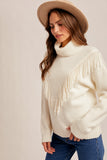 38693 Fringe Mock Neck Sweater