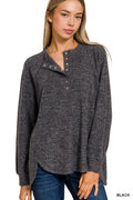 HT-2321A Brushed 7 Button Henley Sweater Blk