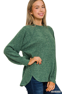 HT-2321A Brushed Henley Sweater Green