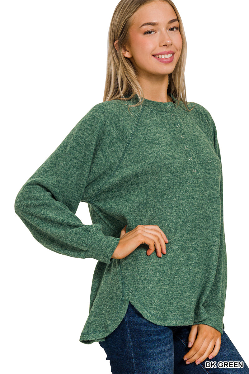 HT-2321A Brushed Henley Sweater Green