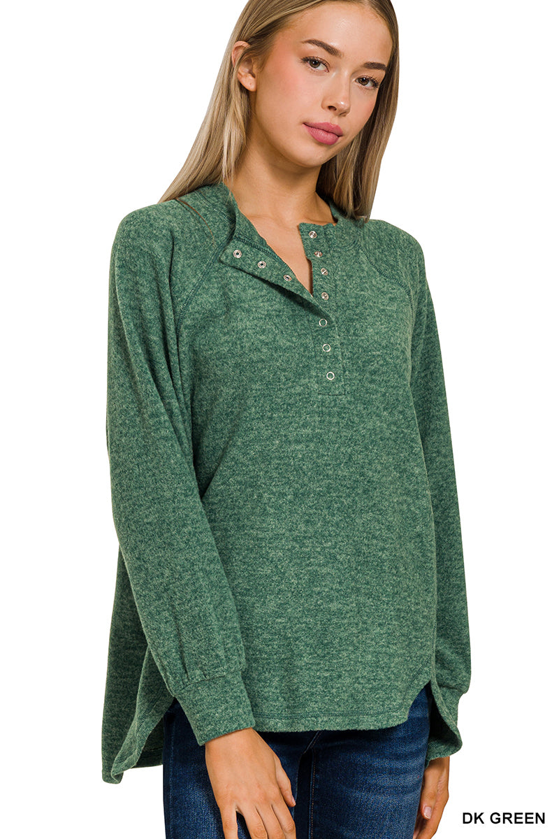HT-2321A Brushed Henley Sweater Green