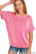 RRT-8598Y Hot Pink Corded Rib Top