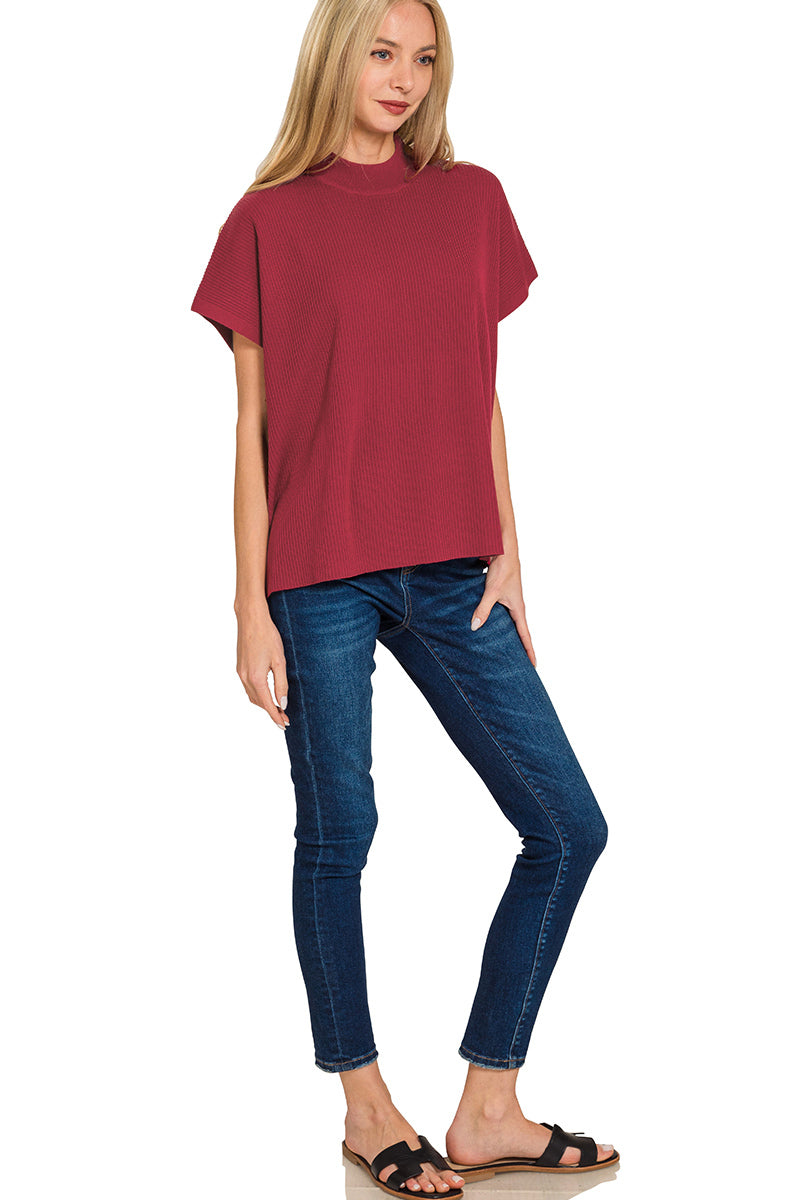 TW-2654Y Cabernet Boxy SS Sweater