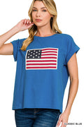 CT-3499Y American Flag Tee Blue