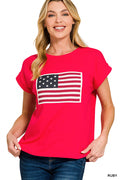 CT-3499Y American Flag Tee Ruby