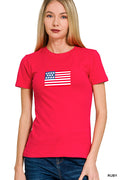 CT-3517Y Am Flag Tee Ruby