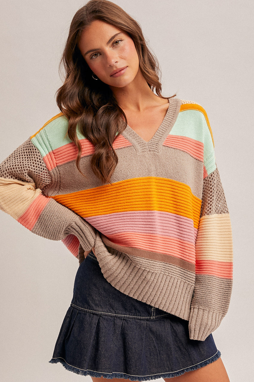 34026 Multi Color Block Sweater