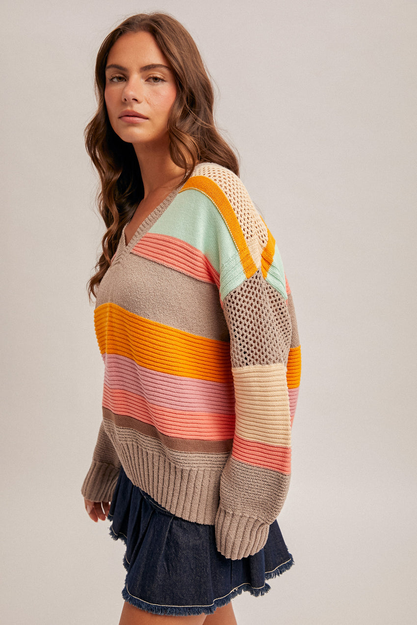 34026 Multi Color Block Sweater
