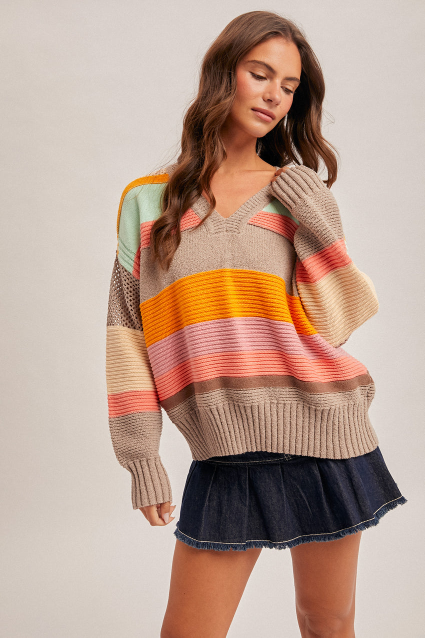 34026 Multi Color Block Sweater