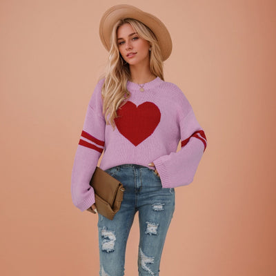 SF1143 Valentine Heart Sweater Pink