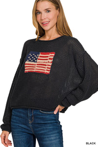 TW-2510 Black American Flag Sweater