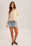 36718 Textured Weave Button-Down Cardigan
