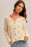 36718 Textured Weave Button-Down Cardigan