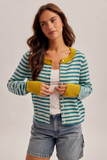 36738 Colorblock Stripe Button-Down Cardigan