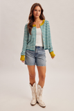 36738 Colorblock Stripe Button-Down Cardigan