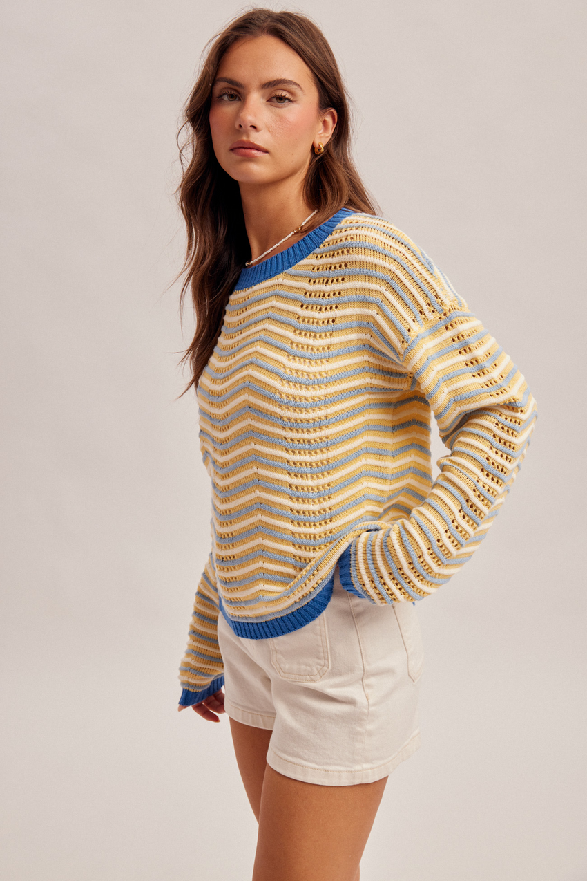 37739 Round Neck LS Pointelle Sweater