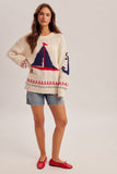 37922 Crew Neck Sailboat Sweater