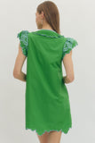 D30039 Embroidered Flutter Sleeve Dress