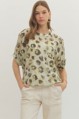 T30014 leopard Print Dolman Shirt