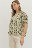 T30014 leopard Print Dolman Shirt