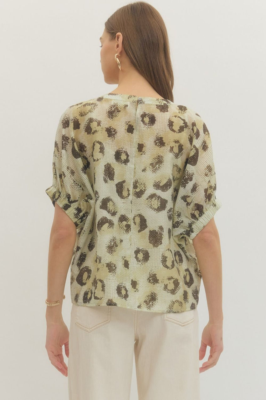 T30014 leopard Print Dolman Shirt