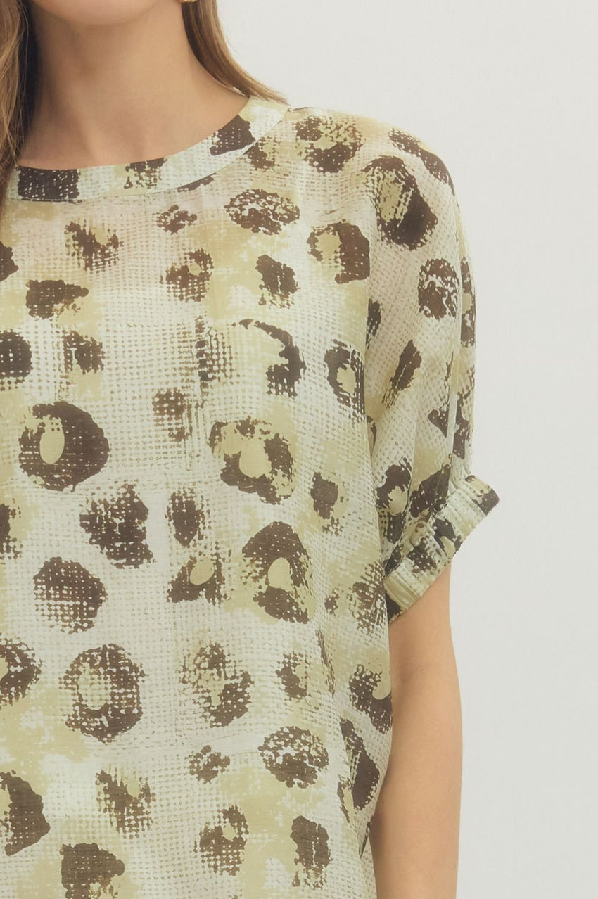 T30014 leopard Print Dolman Shirt