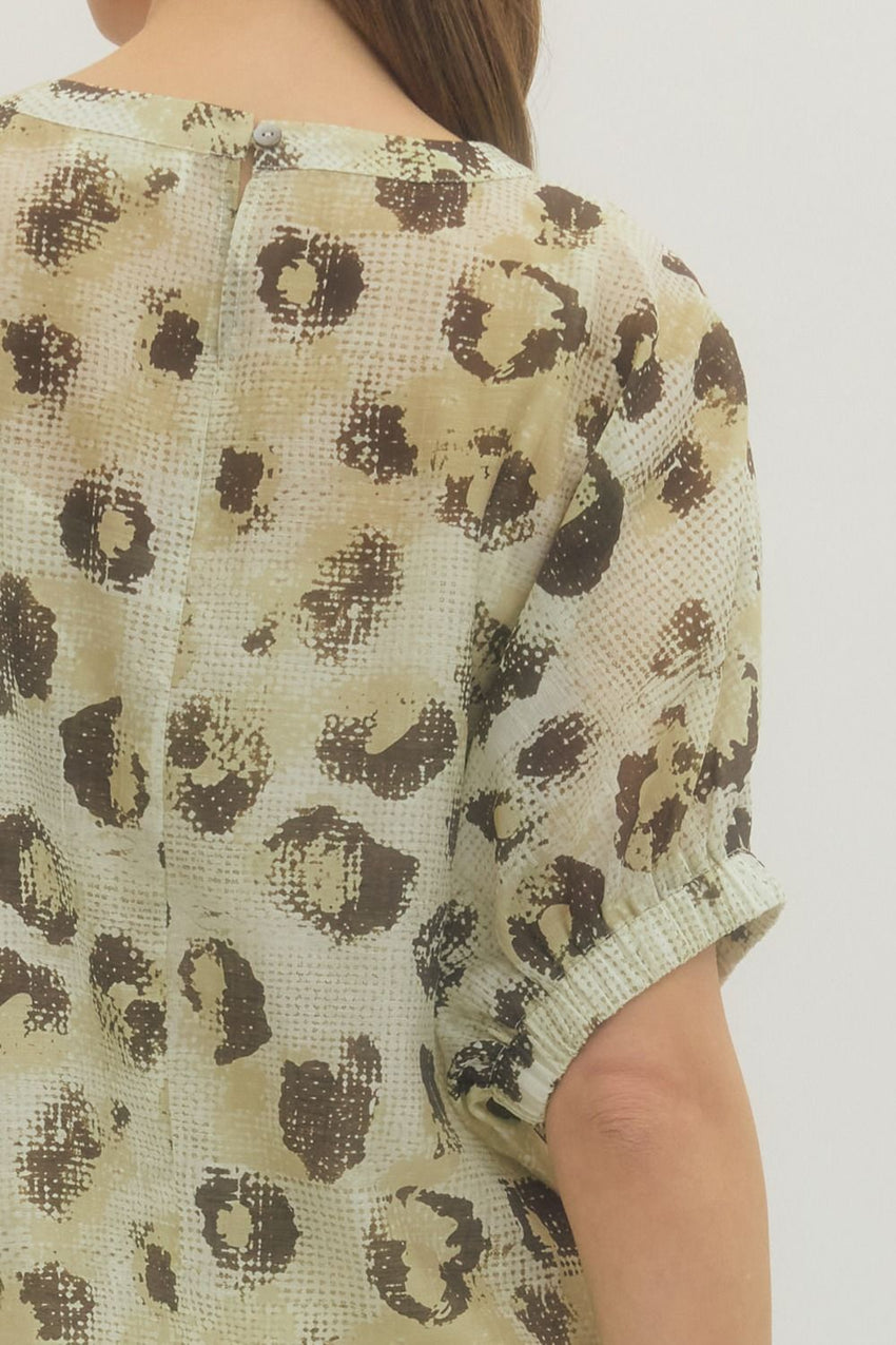 T30014 leopard Print Dolman Shirt
