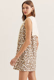 D30161 Animal Print Dress w/Knit Scarf