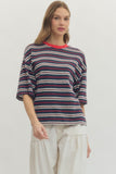 T29964bStripe Short Sleeve Top