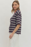 T29964bStripe Short Sleeve Top