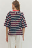 T29964bStripe Short Sleeve Top