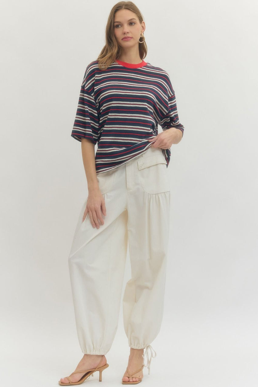 T29964bStripe Short Sleeve Top