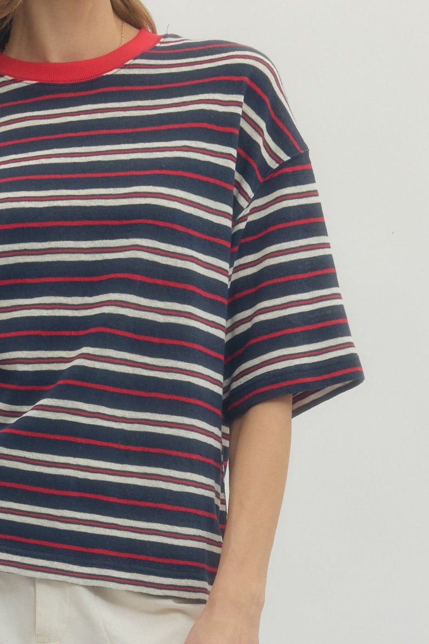 T29964bStripe Short Sleeve Top