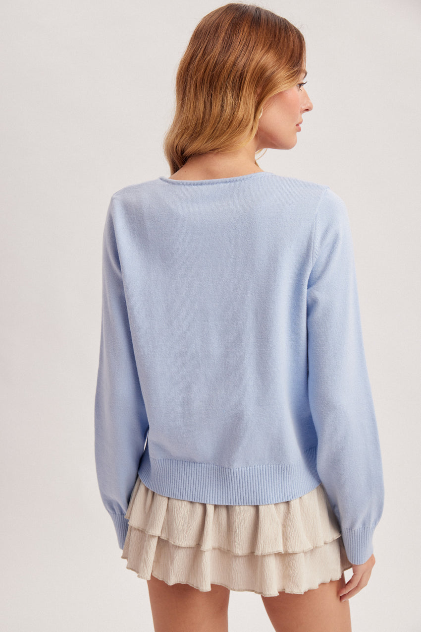 36803 Striped Ribbon Bow Cardigan