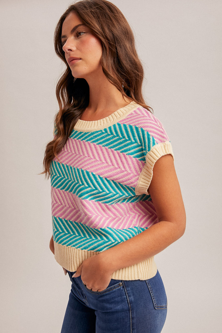 36867 Multi Chevron Stripe Sweater