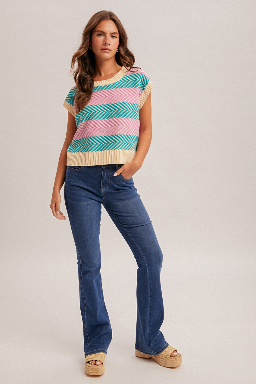 36867 Multi Chevron Stripe Sweater