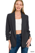 QJ-1216D4 3/4 Sleeve Black Blazer