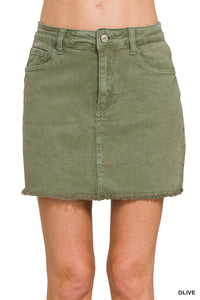DMS-1216S4 OLIVE FRAYED SKIRT