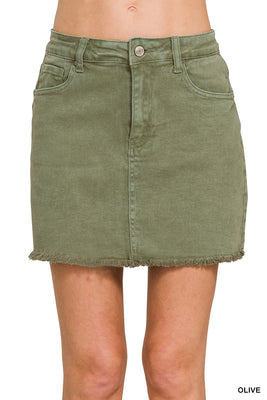 DMS-1216S4 OLIVE FRAYED SKIRT