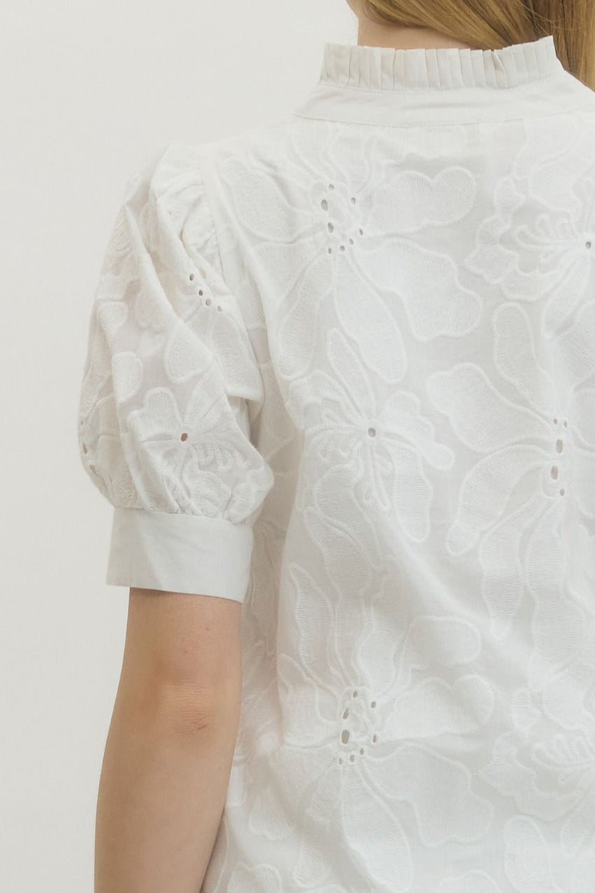 T26825 KELLY GREEN Embroidered Top