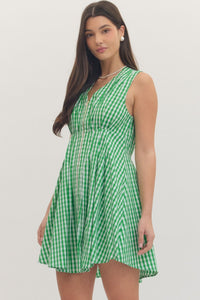 D30776 Green Gingham Dress