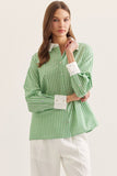 T30943 Green Striped Blouse