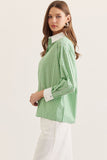 T30943 Green Striped Blouse