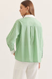 T30943 Green Striped Blouse
