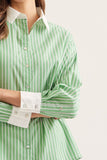T30943 Green Striped Blouse