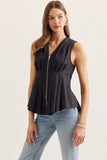 T35097 V Neck Peplum Top