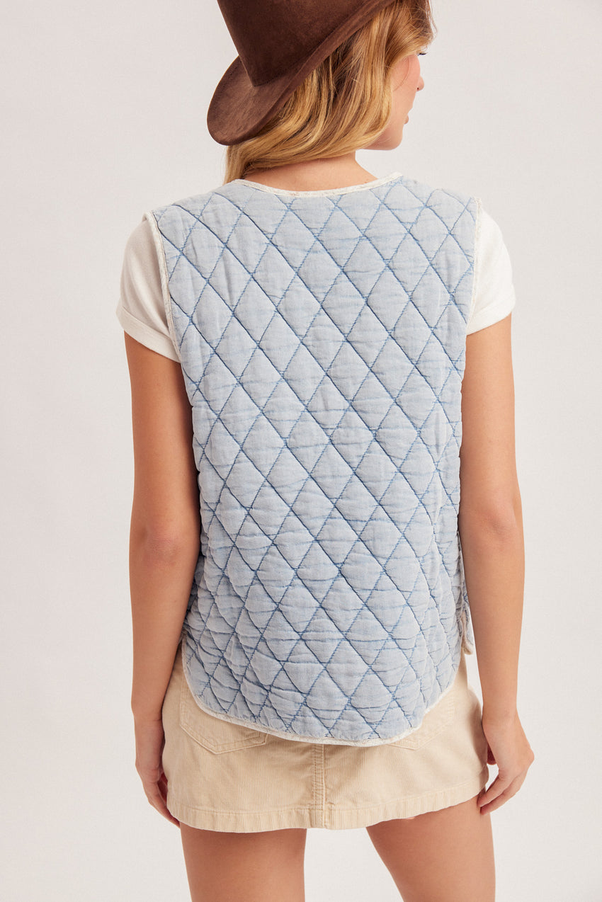 36704 Quilted Denim Vest