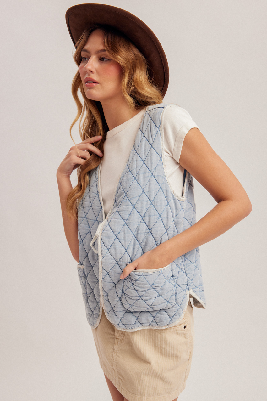 36704 Quilted Denim Vest