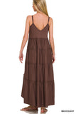 MD-9090Y V NCK MAXI DRESS MAHOGANY